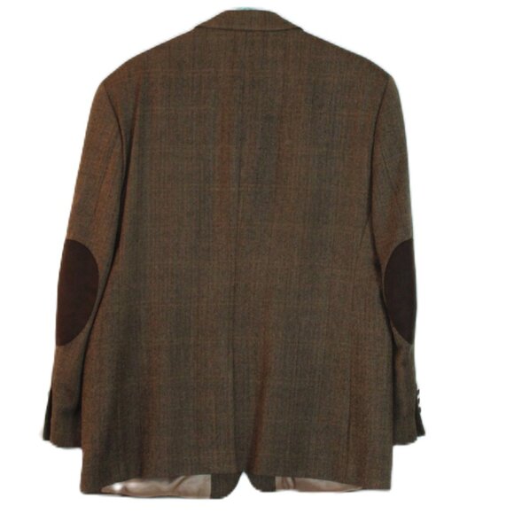 Houndstooth Blazer Brown Patches on Elbows Size 40 Slim 100% Lamb's Wool - Picture 2 of 13